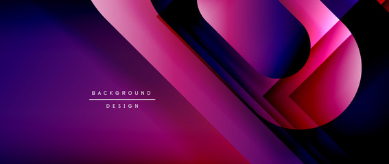 Vector geometric abstract background with lines and modern forms. Fluid gradient with abstract round shapes and shadow and light effects