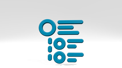 ui webpage bullets 3D icon casting shadow, 3D illustration