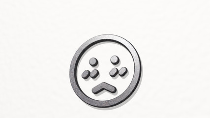 SMILEY BLUSH 3D icon on the wall, 3D illustration