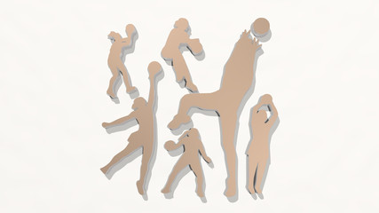 athletic sport 3D drawing icon, 3D illustration