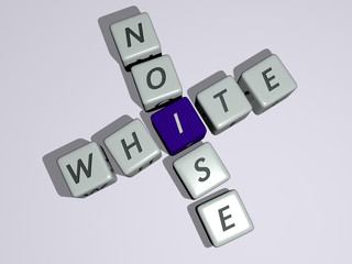 white noise crossword by cubic dice letters, 3D illustration