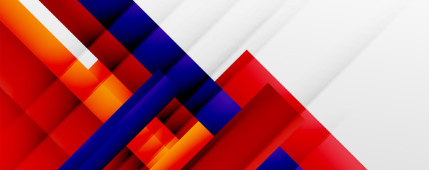 Geometric abstract backgrounds with shadow lines, modern forms, rectangles, squares and fluid gradients. Bright colorful stripes cool backdrops