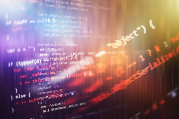 Server logs analysis. Closeup developing programming and coding technologies. Developer working on...