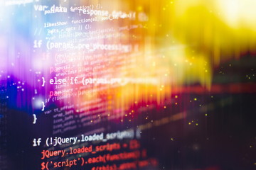 Server logs analysis. Closeup developing programming and coding technologies. Developer working on...