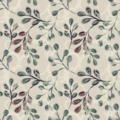 Watercolor Leaves Seamless Pattern. Hand Painted Illustration.