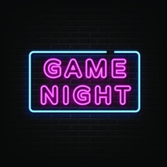Naklejka na ściany i meble Game night neon signs vector. Design template neon sign