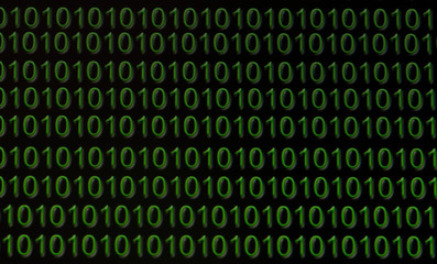 Binary numbers on the laptop screen pixel resolution.