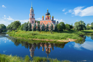 View of the ancient Resurrection Cathedral at the confluence of the Polist and Porusya rivers on a...