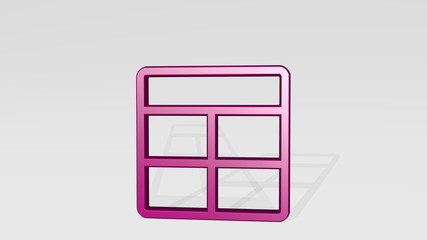 LAYOUT 3D icon casting shadow, 3D illustration