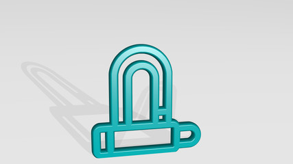 LOCK 3D icon casting shadow, 3D illustration