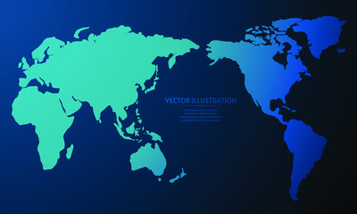 world map on blue abstract background.  starlight background
