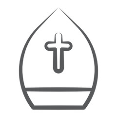 
Pope hat symbolism in line icon
