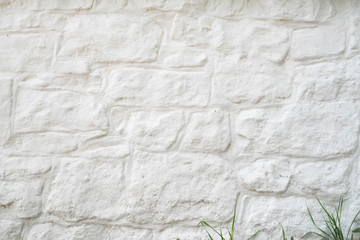 Detail and texture of whitewashed stone all. Ancient construction is sturdy and strong. Natural light with copy space