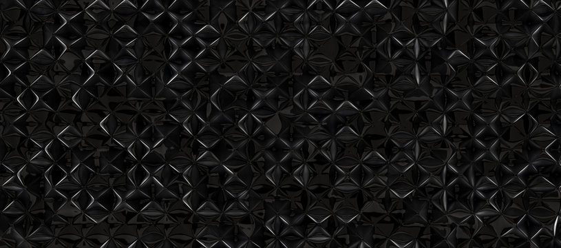 schwarz geschwungene 3d wellen aus metall als hintergrund oder banner  