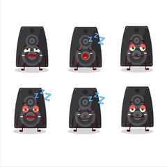 Cartoon character of stereo speaker with sleepy expression