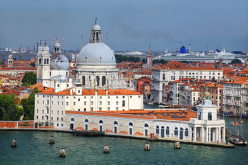 Naklejka premium Basilica di Santa Maria della Salute on Punta della Dogana in Venice, Italy