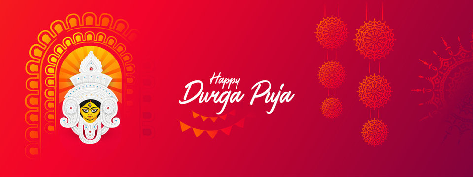 Happy Durga Puja Festival Banner Background