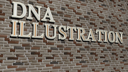 dna illustration text on textured wall, 3D illustration
