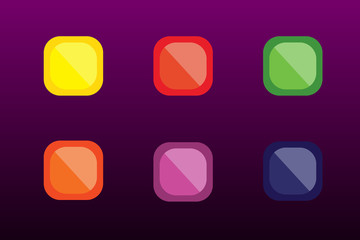 A set of simple colored buttons. Vector illustration for game design.