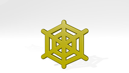 SPIDER WEB 3D icon casting shadow, 3D illustration