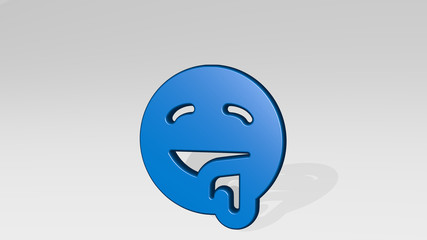 SMILEY DROOL 3D icon casting shadow, 3D illustration