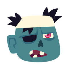 Halloween zombie head cartoon vector design