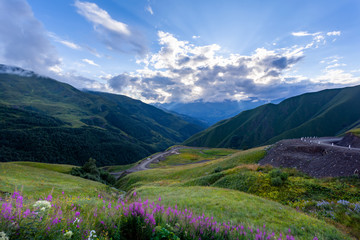Obraz premium Beautiful mountain landscape in Upper Khevsureti, Georgia
