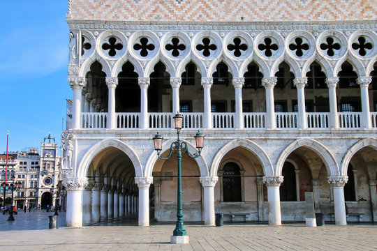 Close view of Palazzo Ducale at Piazza San Marco in Venice, Italy - Powered by Adobe