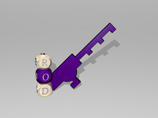 3D illustration of rod graphics and text around the icon made by metallic dice letters for the related meanings of the concept and presentations, 3D illustration