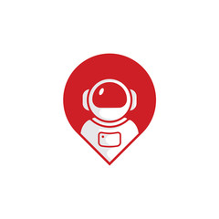 Pin Astronaut Logo Template Design Vector