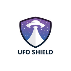 UFO Shield Logo Template Design Vector