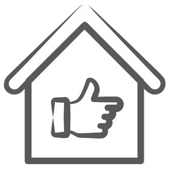 
Thumbs up inside house, home evaluation line icon
