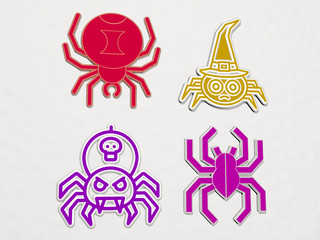 SPIDER 4 icons set, 3D illustration