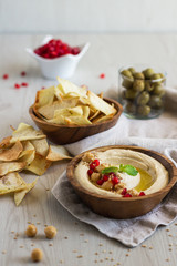 Homemade Hummus with Pomegranate Seeds
