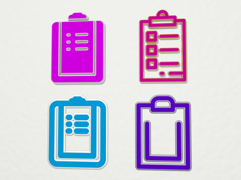 padnote 4 icons set, 3D illustration