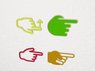 POINTING RIGHT 4 icons set, 3D illustration