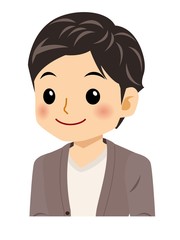 カーディガンを着た男子学生