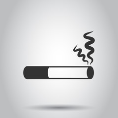 Cigarette icon in flat style. Smoke vector illustration on white isolated background. Nicotine business concept.