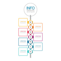 Vector infographic template with 7 steps or options. Data presentation, business concept design for web, brochure, diagram.