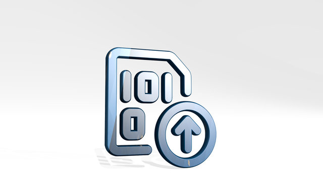 FILE CODE UPLOAD 3D icon standing on the floor, 3D illustration