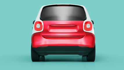 Obraz na płótnie Canvas Back view of eco red concept car on blue background