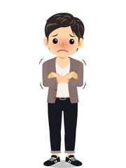 カーディガンを着た男子学生