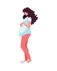 brown hair pregnant woman cartoon vector design