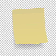 Yellow paper sticker with shadow. Vector illustration.