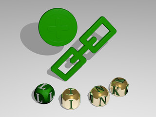 link round text of cubic letters around 3D icon, 3D illustration