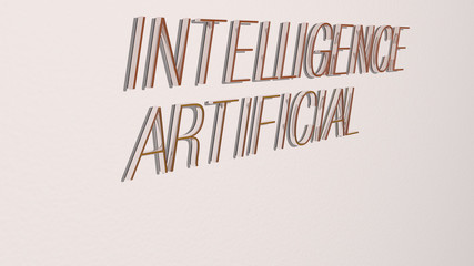 intelligence artificial text on the wall, 3D illustration