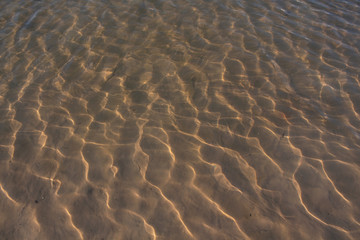 Fototapeta na wymiar The texture of the sandy bottom of the lake.