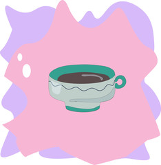 
beautiful modern color illustrations of sketches drawn on the theme of a coffee shop