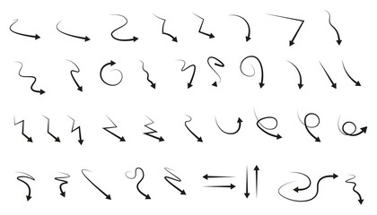 Vector illustration of curved arrow icons. curved arrow icons set. curve icons