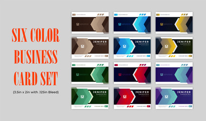 business cards modern Premium Vector design template set for corporate, office, finance and food industry easy to edit set with 6 color variations